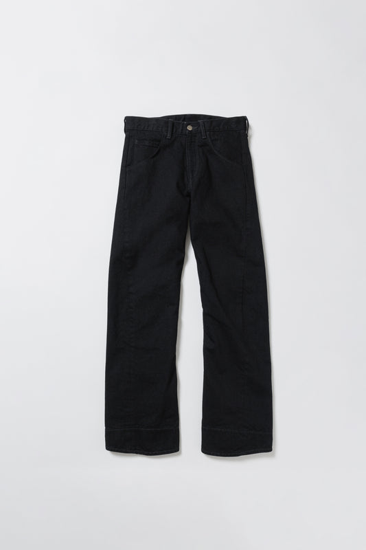 BLACK DENIM WAVING STRAIGHT JEANS