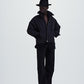BLACK DENIM WAVING STRAIGHT JEANS
